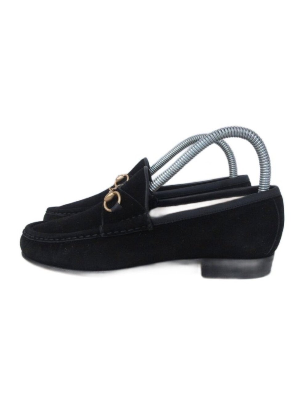 Gucci Horsebit Loafers Leather Shoes Suede Paneled Design Heels Black